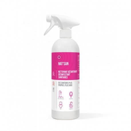 Nettoyant détartrant désinfectant sanitaire aux biosurfactants Ecocert NAT'SAN - Pulvérisateur de 750ML