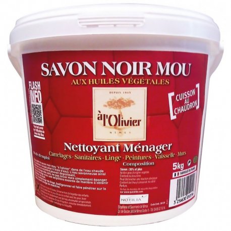 Savon noir mou nettoyant ménager A L'OLIVIER - Seau de 5 kg