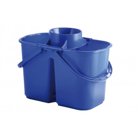 Seau 2 cuves avec essoreur 15L col. bleu