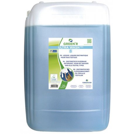 Lessive liquide enzymatique tous textiles Ecolabel GREEN'R ULTRA WASH pour dosage automatique - Bidon de 20L