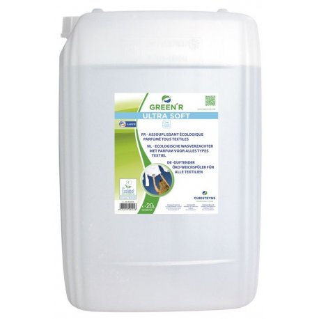 Assouplissant tous textiles Ecolabel GREEN'R ULTRA SOFT pour dosage automatique - Bidon de 20L