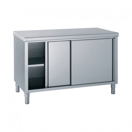 Meuble inox avec 2 portes coulissantes - 700 x 1800 x 900 mm - Tournus 504366 - Reconditionné Bon état (3/5)