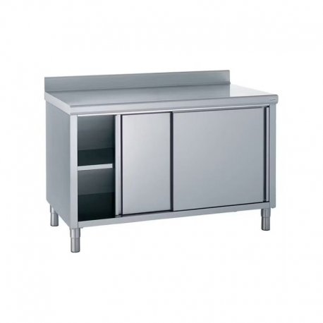 Meuble inox avec portes coulissantes ouvert sur 1 face - Tournus 524371