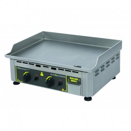 Plancha électrique - 6 kW - thermostats 0° à 300° - 230V mono - surface de cuisson 600x450 mm - 100% inox - 610x475x250mm