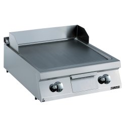 Fry top - gaz plaque lisse droite chrome brossé - 800 mm - 20 kW - surface de cuisson 730x700 mm - 800x900x266 mm