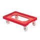 Socle rouleur 4 roues pivotantes - charge 250 kg - rouge - 613x414x172mm