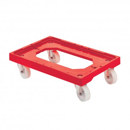 Socle rouleur 4 roues pivotantes - charge 250 kg - rouge - 613x414x172mm