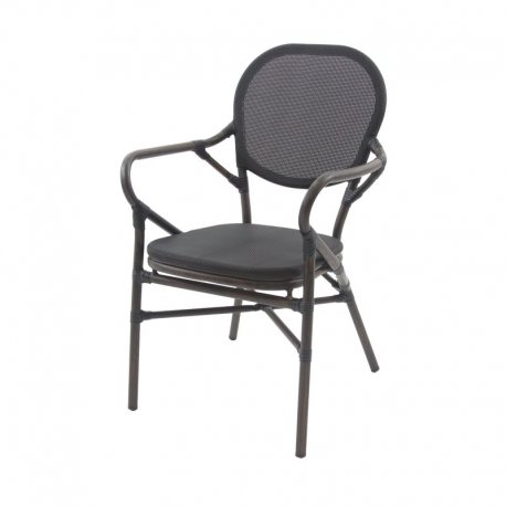 Chaise de bistrot Tango - textile empilable - wengé mesh noir