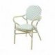 Chaise de bistrot Tango - rotin empilable - bambou blanc/vert pastel