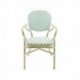 Chaise de bistrot Tango - rotin empilable - bambou blanc/vert pastel