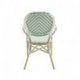 Chaise de bistrot Tango - rotin empilable - bambou blanc/vert pastel