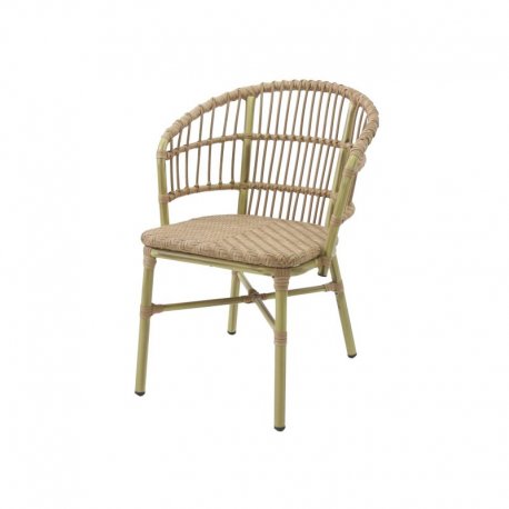 Chaise de bistrot Cornet - rotin empilable - bambou naturel