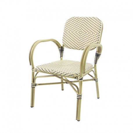 Chaise de bistrot Felix - en rotin empilable - bambou - blanc/Noir