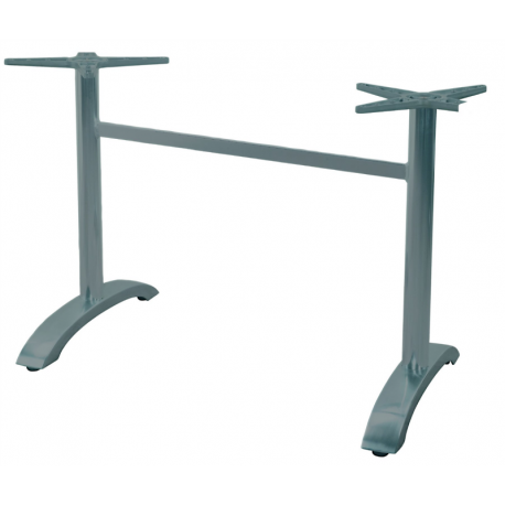 Pied de table double Athena - gris aluminium - base lestée en fonte - 9 kg - Ht 72 cm - 89x59 cm
