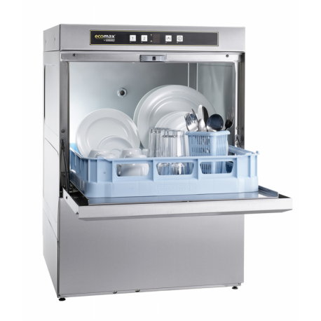 Lave-vaisselle F504S -12B - avec adoucisseur,pompe de vidange,doseur de détergent - 60 casiers/h - 576x604x820 mm