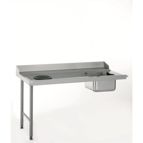 Table d'entrée - bac et TVD - raccordable à droite - 1600x760x840 mm