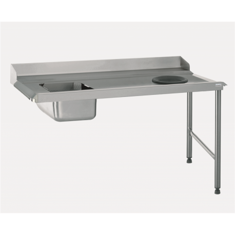 Table d'entrée - bac et TVD - raccordable à gauche - 1600x760x840 mm