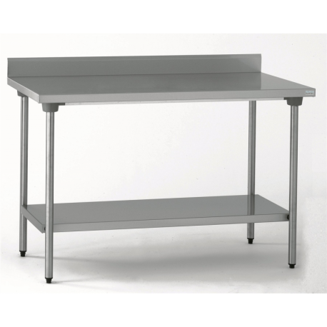 Table adossée inox avec étagère - sans roulettes - 1000x700x900 mm