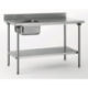 Table du chef adossée - 1 bac gauche 400x400 mm - avec étagère - 1200x700x900 mm