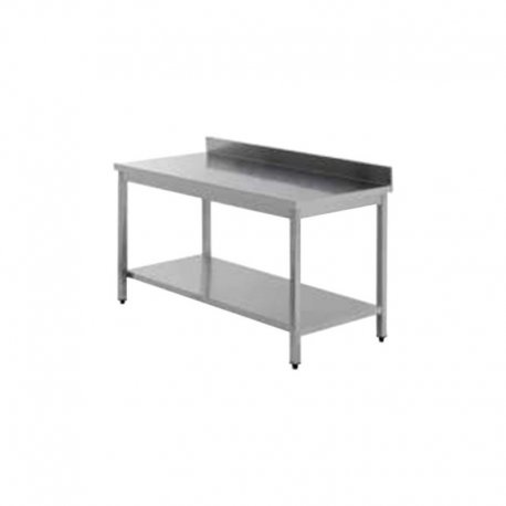 Table adossée en inox - avec étagère pieds carrés -1000x700x850/900 mm