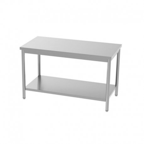 Table centrale en inox - avec étagère - 800x700x850/900 mm