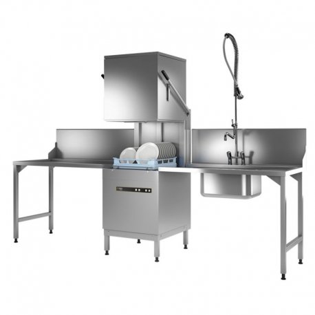 Lave-vaisselle à capot H604-12B - 48 casiers/h - adoucisseur, pompe de vidange/ de rinçage doseur