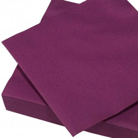 Serviette papier Airlaid 40x40 cm toucher textile aubergine