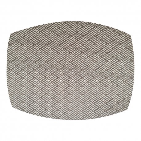 Set de table écran - rigide réversible en osier avec surpiqûre - acier blanc / acier - 33x43 cm