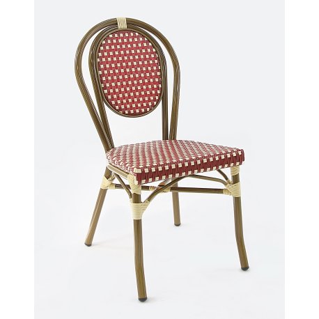 Chaise Bamboo - rouge et crème - 3,5 kg - hauteur assise 44 cm - 43x58x88 cm