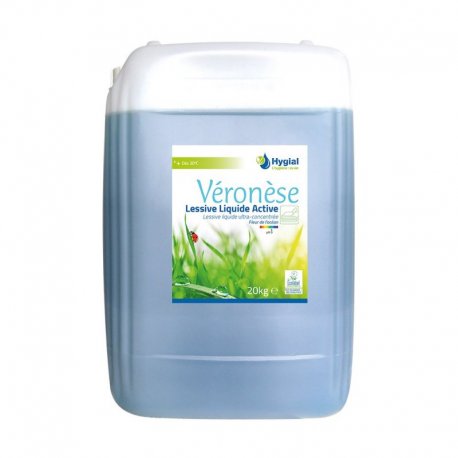 Lessive ultra-concentrée tous textiles Ecolabel dosage auto VERONESE LESSIVE LIQUIDE ACTIVE - Bidon de 20L