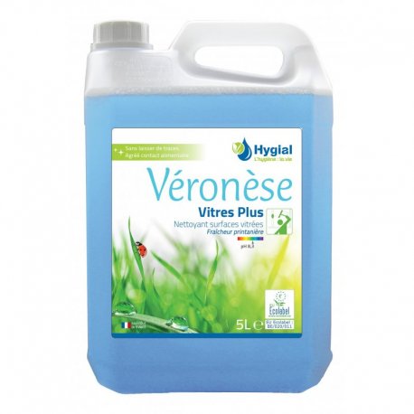 Nettoyant vitres et surfaces modernes Ecolabel VERONESE VITRE PLUS - Bidon de 5L