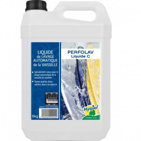 Liquide de lavage vaisselle machine PERFOLAV LIQUIDE C pour eau dure/calcaire - Bidon de 5L